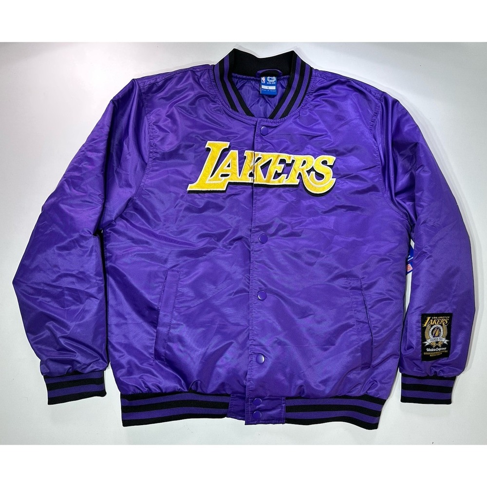 Los Angeles‎ Lakers Satin Bomber Varsity Jacket Mens Large Purple NBA Ultra Game